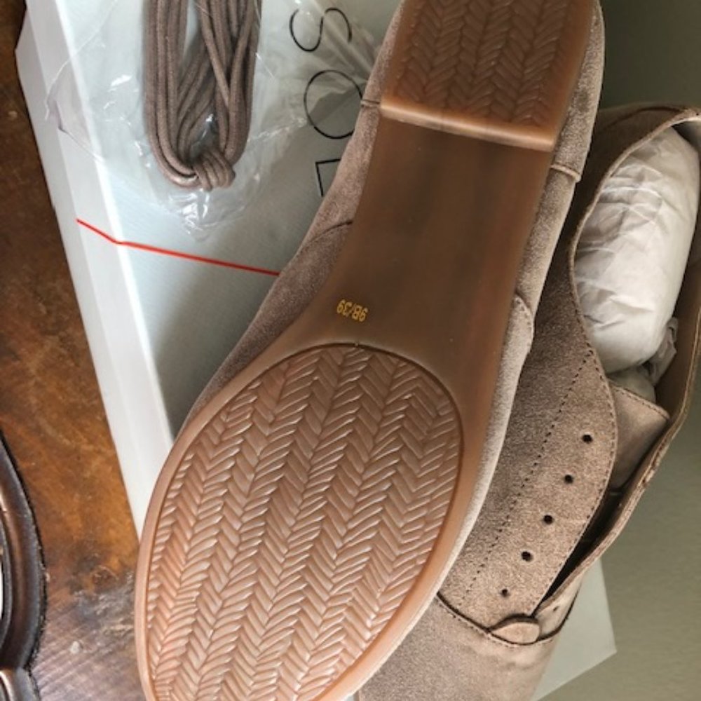 Sole Society So-Elena Suede Loafer Flat Slip On Oxford Taupe 9 - Picture 4 of 5